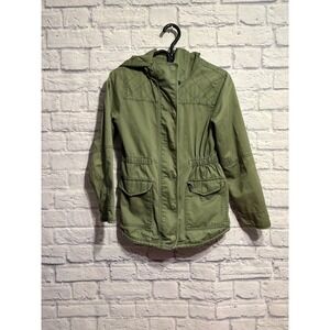 Gap Kids Girls Olive Green Utility Hooded Jacket XXL 14-16 Cotton Quilted Detail